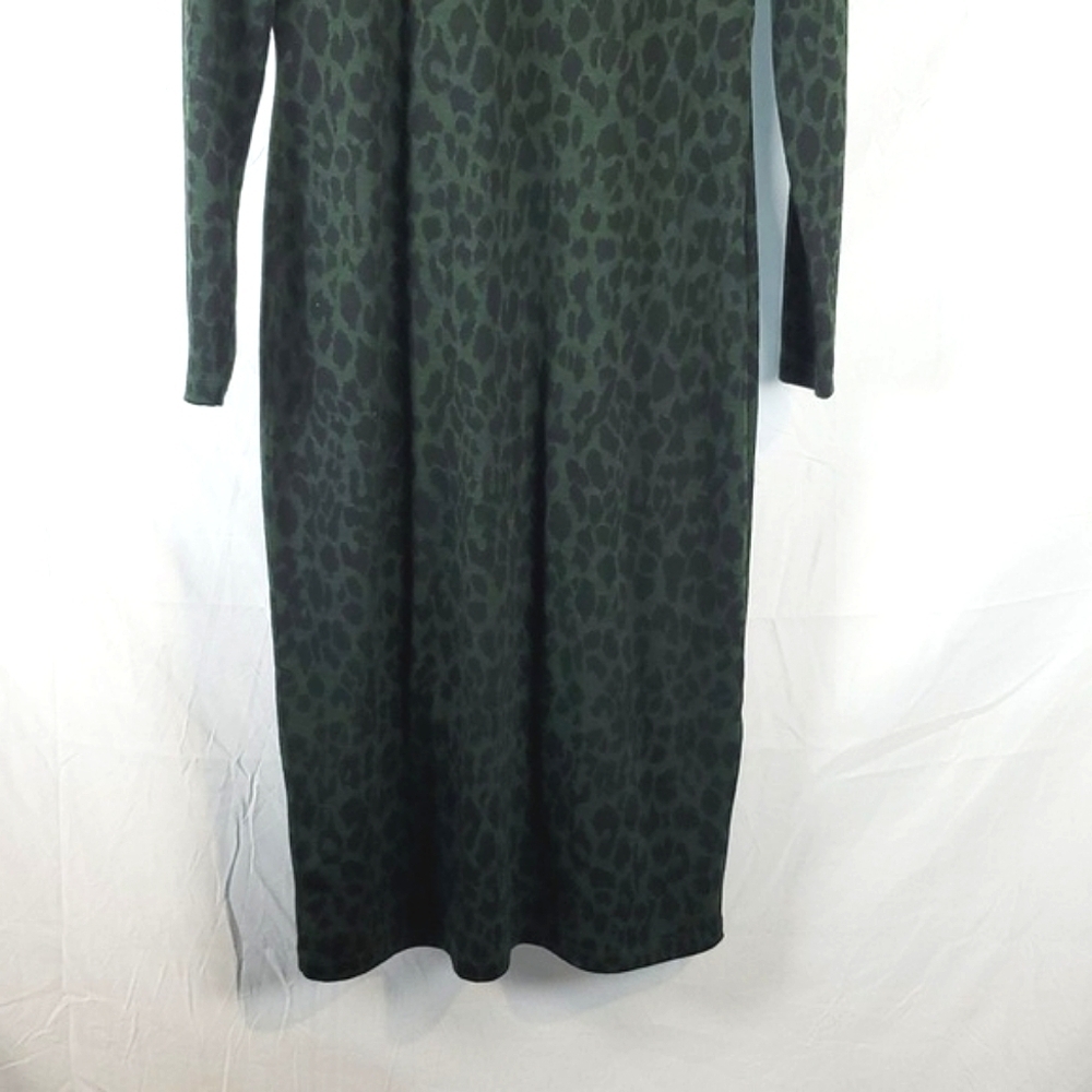 Whistles Animal Jersey Dress Green Leopard Print - Picture 4 of 10